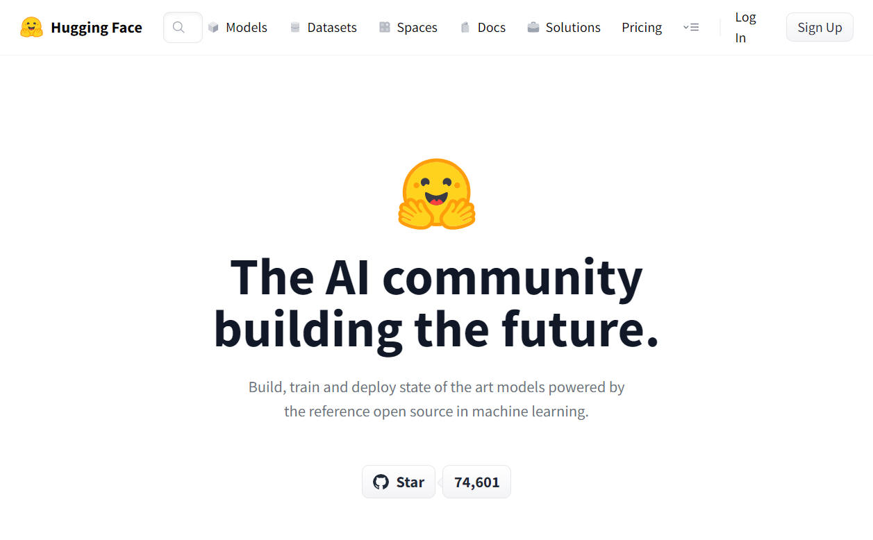 図： Hugging Face ホームページ画面