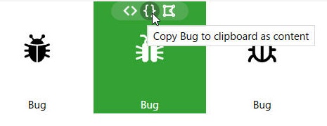 「Copy *** to clipboard as content」 ボタンをクリックした様子