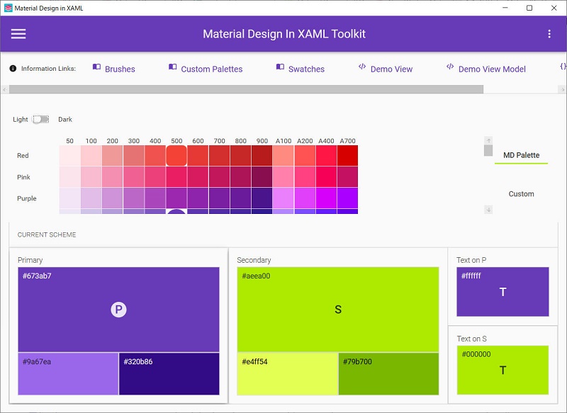 MaterialDesignDemo.exe - Color tools