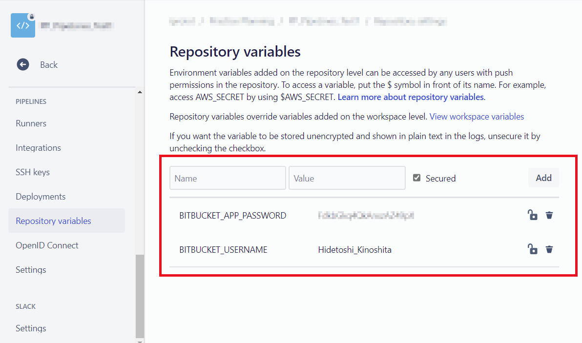 Repository variables