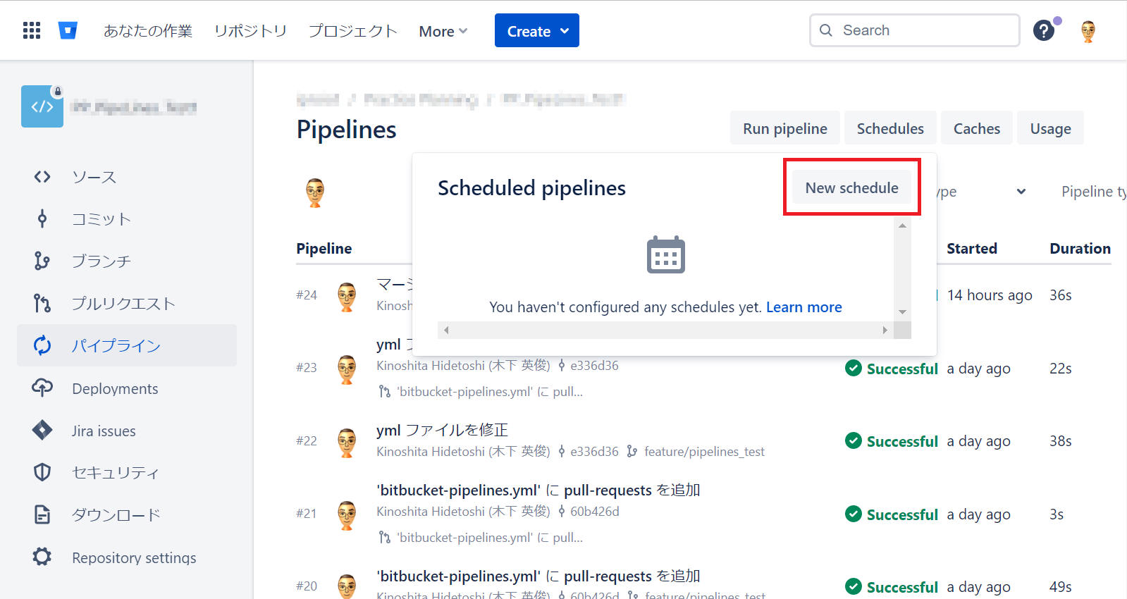 pipelines - schedules